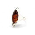 Кольцо с янтарем C925 рисинка 9*23мм коньячный , 3,36гр (иск.)
