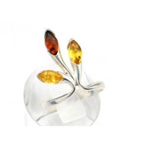 Кольцо с янтарем C925 "корона" 15*22мм лимонный, коньячный , 3,16гр (иск.)