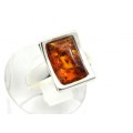 Кольцо с янтарем C925 прямоугольник 12*15мм коньячный , 4,07гр (иск.)