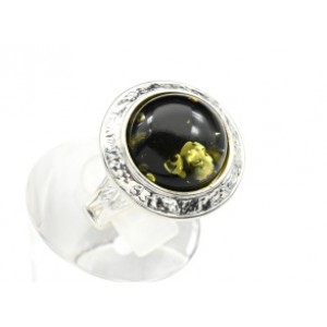 Кольцо с янтарем C925 круг 20мм зеленый , 5,96гр (иск.) Кольцо с янтарем C925 круг 20мм зеленый , 5,96гр (иск.)