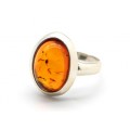 Кольцо с янтарем C925 овал 14*17мм коньячный , 3,33гр (иск.)
