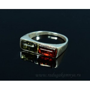 Кольцо с янтарём в посеребрении двойка 19*5мм зеленый, коньячный (иск.) Кольцо с янтарём в посеребрении двойка 19*5мм зеленый, коньячный (иск.)