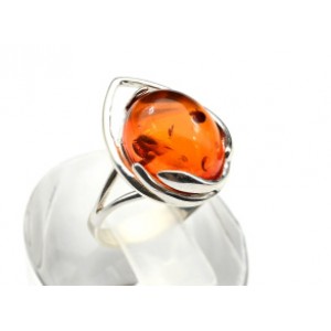 Кольцо с янтарем C925 капля 12*17мм коньячный , 2,49гр (иск.)
