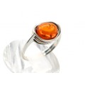 Кольцо с янтарем C925 овал 10*13мм коньячный , 2,08гр (иск.)