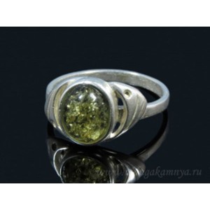 Кольцо с янтарём в посеребрении овальчик зеленый (иск.) Кольцо с янтарём в посеребрении овальчик зеленый (иск.)