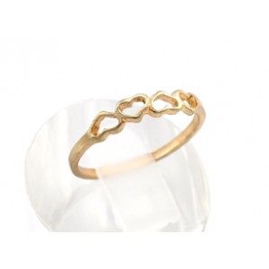 Колечко "4 сердца" цвет золотистый (иск.)