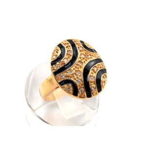 Кольцо позолоченное "Черепаха" с эмалью,  (иск.)