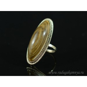 Кольцо окаменелое дерево " Овал " 18*42мм.