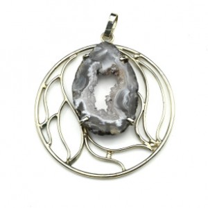 Кулон с жеодами агата бразильского 52мм.