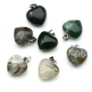 Кулон сердце из агата мохового 15*15мм