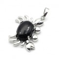 Кулон с агатом черным "Краб" 22*34мм в металле