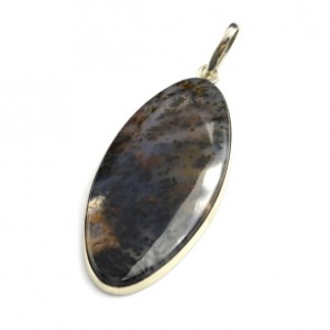 Кулон с агатом моховым "Овал" 24*50мм.