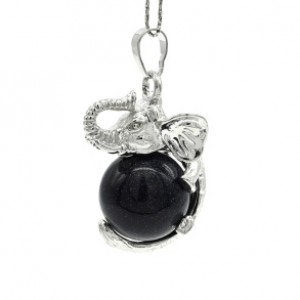 Кулон Слон на шаре 19*33мм с авантюрином синим (иск.)