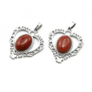 Кулон в виде Сердца 35*38мм с авантюрином (иск.)