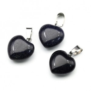 Кулон сердце из авантюрина синего искусственного16*16мм (иск.)