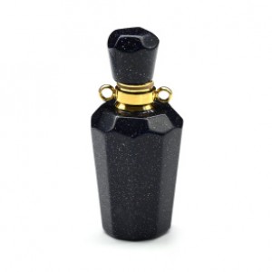 Парфюмерный флакон-кулон из авантюрина синего 15*15*36мм (иск.)