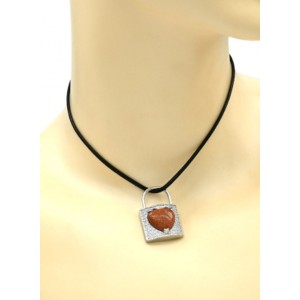 Кулон в виде Замка с сердцем 22*31мм с авантюрином в металле (иск.)