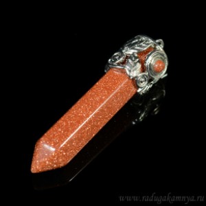 Кулон из авантюрина кристалл 15*56мм (иск.)