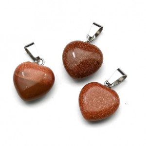 Кулон сердце из авантюрина искусственного 16*16мм (иск.)