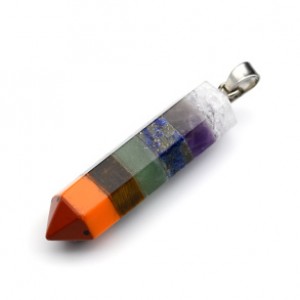 Кулон Кулон-маятник карандаш 8*32мм из самоцветов (7 чакр)