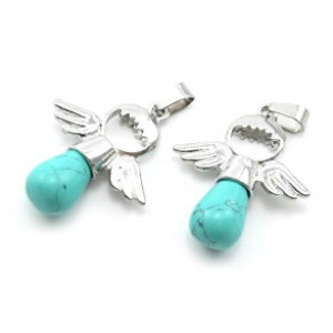 Кулон Ангел 28*35мм с бирюзой иранской искусственной (иск.)