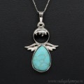 Кулон Ангел (капля) 25*37мм с бирюзой (имитация) (иск.)
