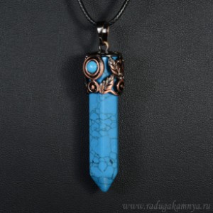 Кулон с бирюзой (имитация) кристалл 15*56мм (иск.)