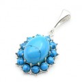 Кулон С 925 с бирюзой (имитация) овал в шариках 21*24мм, 6,25гр (иск.)