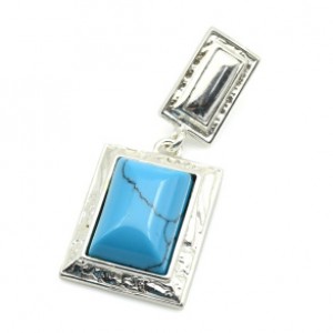 Кулон С 925 с бирюзой (имитация) прямоугольник 16*20мм, 4,92гр (иск.) Кулон С 925 с бирюзой (имитация) прямоугольник 16*20мм, 4,92гр (иск.)