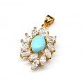 Кулон женский с бирюзой (имитация) и стразами (иск.)