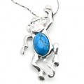 Кулон С 925 с бирюзой (имитация) "Обезьянка Чи-Чи-Чи" 21*38мм, 5,11гр (иск.)