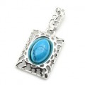 Кулон С 925 с бирюзой (имитация) прямоугольник 15*20мм, 3,26гр (иск.)