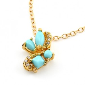 Кулон позолота "Мотылек" с бирюзой (имитация) (иск.)