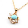 Кулон позолота с бирюзой (имитация) и стразами (иск.)