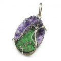 Кулон из аметиста, уваровита и пирита 30*45мм.