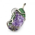 Кулон из аметиста, уваровита и пирита 28*53мм.