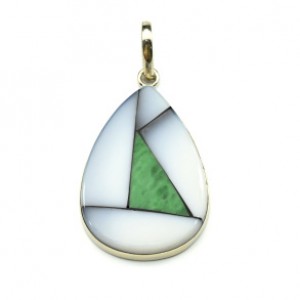 Кулон "Мозаика" с кахолонгом и жадеитом 26*36мм.