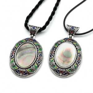 Кулон бижутерия овал 32*40мм с перламутром темным