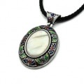 Кулон бижутерия овал 32*40мм с перламутром белым