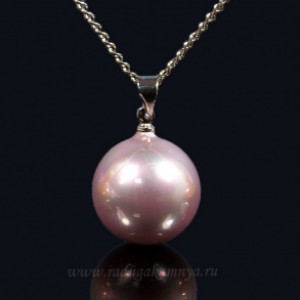 Кулон из майорки шарик 16мм, цвет розовый (иск.)