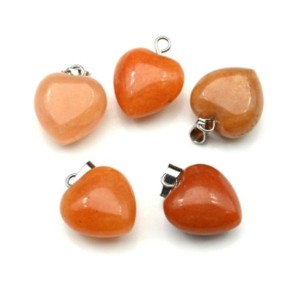 Кулон сердце из кальцита 15*15мм цвет рыжий