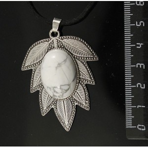 Кулон из каулита (имитация кахолонга) "лист", цвет ант. серебро, овал 25х18мм