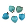 Кулон сердечко из кварца тонированного 15*15мм цвет голубой