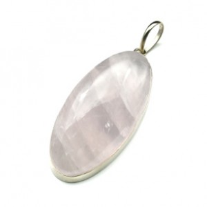 Кулон с розовым кварцем "Овал" 24*52мм.