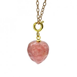 Кулон клубничка 13*14мм из клубничного кварца