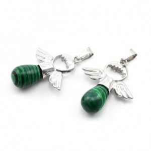 Кулон Ангел 28*35мм с малахитом искусственным