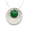 Кулон С 925 с малахитом искусственным круг 23мм, 3,37гр (иск.)