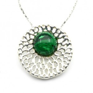 Кулон С 925 с малахитом искусственным круг 23мм, 3,37гр (иск.)