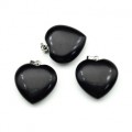 Кулон в форме Сердца 25*25мм из обсидиана черного