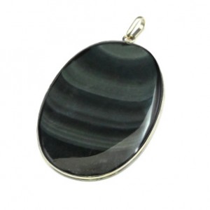 Кулон с обсидианом радужным "Овал" 40*58мм.